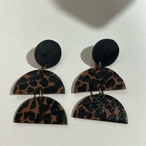 Cheetah clay earrings